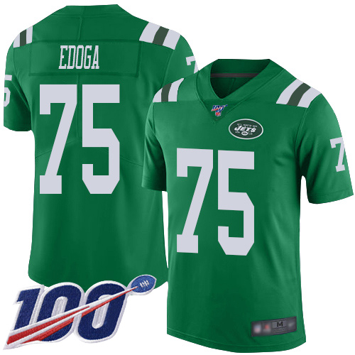 New York Jets Limited Green Youth Chuma Edoga Jersey NFL Football #75 100th Season Rush Vapor Untouchable